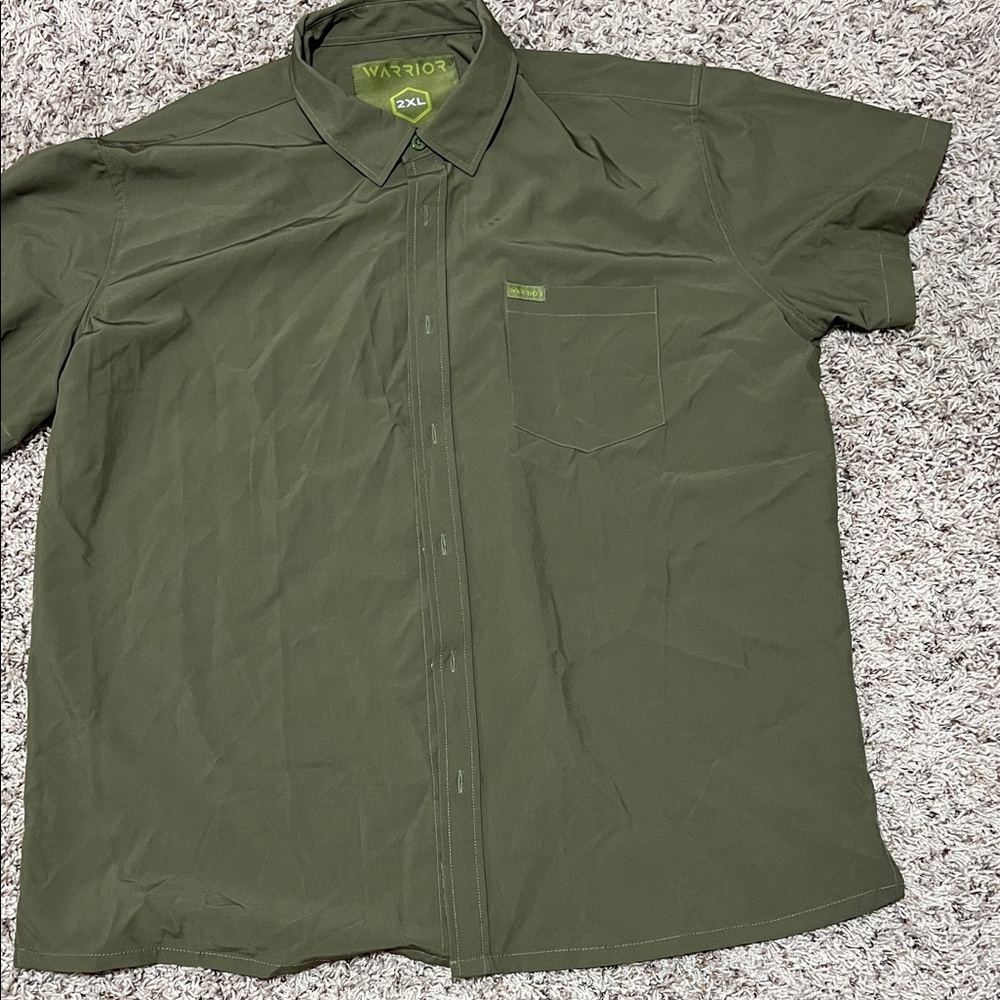Warrior Men's Olive Green Casual Button Down Shirt